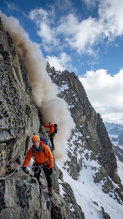 Detik-detik pendaki gunung salju terjatuh #shorts #pendakigunung #ai