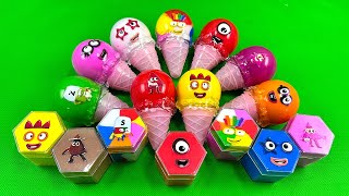 Picking Numberblocks in Ice Cream, Hexagon Shapes with Rainbow CLAY Coloring! Satisfying ASMR Videos