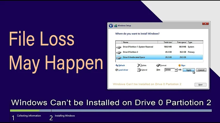 Fix Windows Can't be installed on drive 0 partition error while install windows 10.