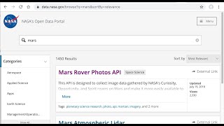 NASA Data Catalog - data.nasa.gov screenshot 2