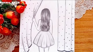 رسم سهل | رسم بنات | تعليم رسم بنت من الخلف خطوة بخطوة بكل سهولة | How to draw a girl step by step