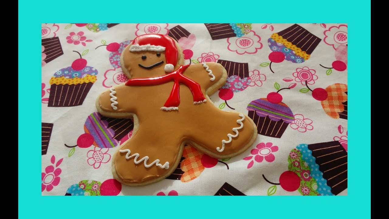 Como decorar una galleta para navidad muñeco de jengibre/Ginger bread boy  decorated cookie - YouTube