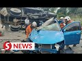 Lorry crashes into three vehicles, killing two, injuring three