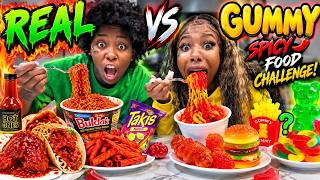GUMMY VS REAL SPICY FOOD CHALLENGE 🤯!!!