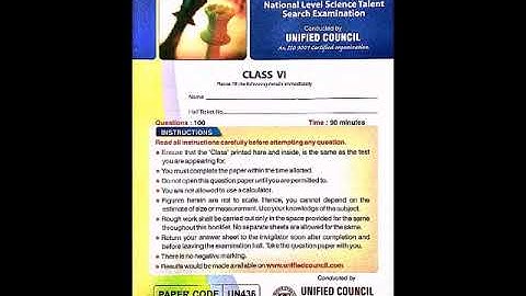 NSTSE Class 6 paper with Answer key ( UN436)