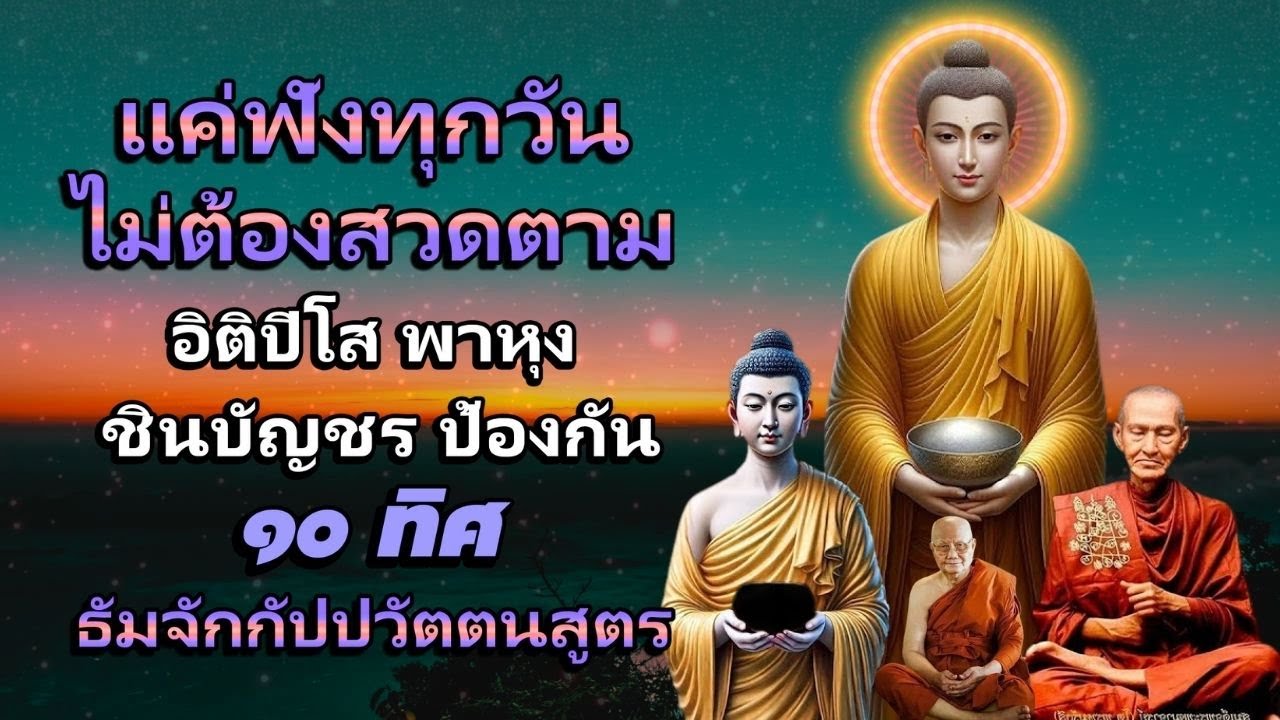 สวดมนต์ก่อนนอน พุทธคุณคุ้มครอง ป้องกันภัย ๑๐ ทิศ ฟังก่อนหลับ อิติปิโส พาหุง ชินบัญชร 🙏🙏🙏