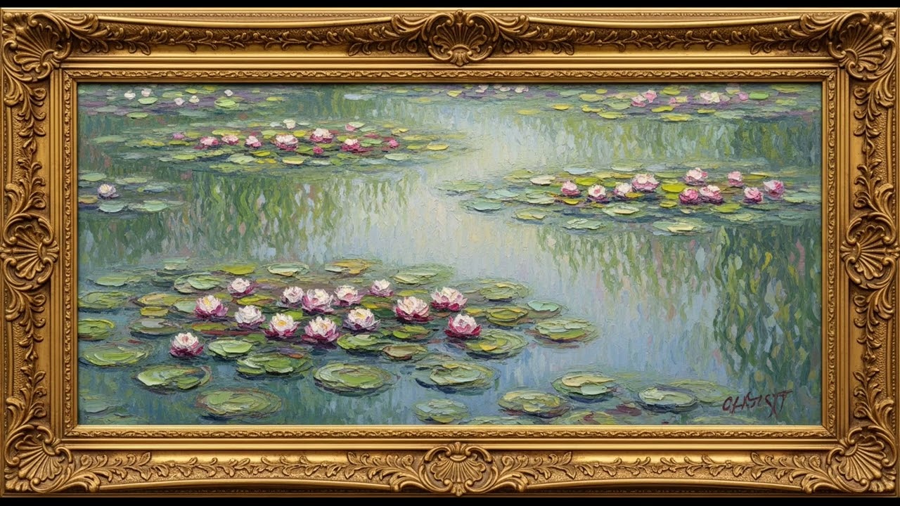 Tranquil Water Lilies 🪷 4K Art TV Wallpaper | 莫內風格睡蓮：古典