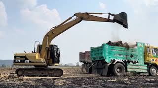 Excavator350 Loading Caterpillar 777C-D Dumpers - Sotiriadislabrianidis - Drone View