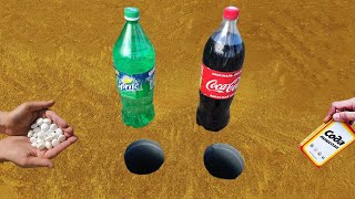 Experiment: Coca Cola, Sprite and Mentos vs Baking Soda Underground