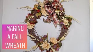 DOLLAR TREE FALL WREATH DIY / Easy Autumn Wreath Tutorial (2018)