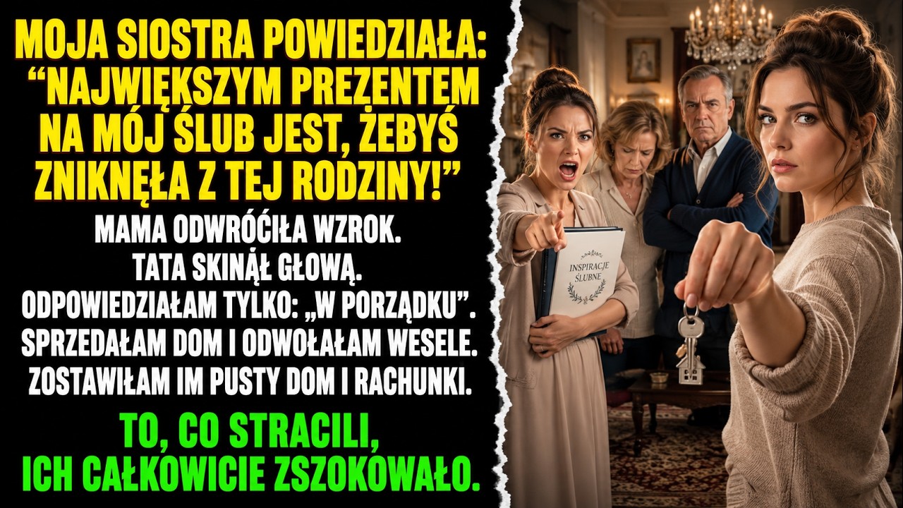 Stałam w własnym salonie, gdy moja siostra powiedziała coś, co zmieniło wszystko. „Największym prezentem na mój ślub byłoby, gdybyś zniknęła z tej rodziny na zawsze”. Cisza. Spojrzałam na matkę....
