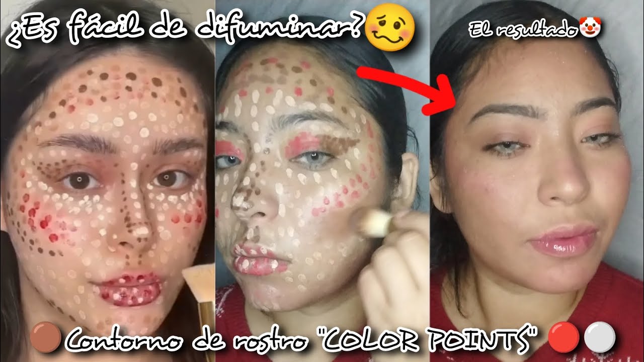 ⚠️CONTORNO VIRAL DE ROSTRO "COLOR POINTS"⚪🟤/¿FACIL Y RÁPIDO?✨¡EN MENOS DE 5 MINUTOS!✨NO ILUMINADOR 🤡