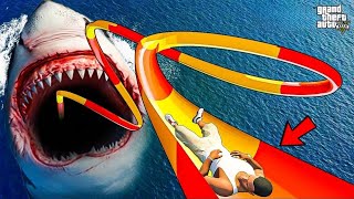 The Most Dangerous Water Slides SHARK ATTACK  in GTA 5 !! screenshot 2