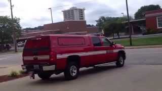 Station 40 Tower 2 and Battalion 3 responding with Engine 3 and Engine 5 to smoke in a building