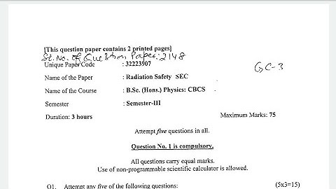 Radiation Safety Question Paper, DU | Semester-3, 4 | SEC Paper | University of Delhi #du #sec #qwp