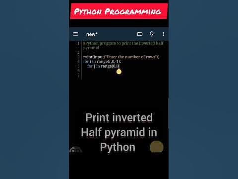 Print inverted half Pyramid in Python | Python Programming #coding # ...