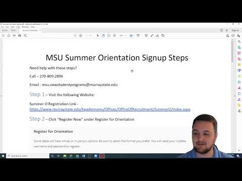 Murray State University Summer Orientation 2021 Signup