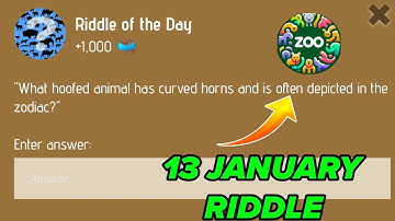 Riddle Of The Day Zoo 13 January | Zoo Riddle Of The Day 13 January | Riddle Of The Day Code Zoo