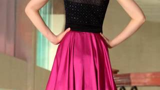 Short satin cocktail dress in purple color