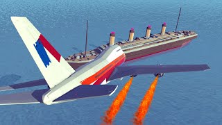 Airplane Brutally Crashes Into Ship After Engine Failure | Besiege