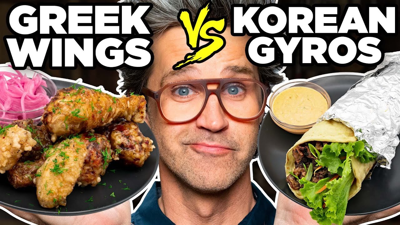 ⁣Greek Korean Food vs. Korean Greek Food Taste Test