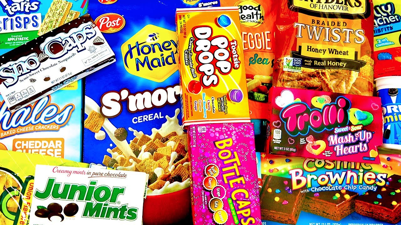 SNACK PARTY M&M's Pop Tarts Onion Rings Oreo Lay's Potato Chips Crackers Cereal Chocolate Candies