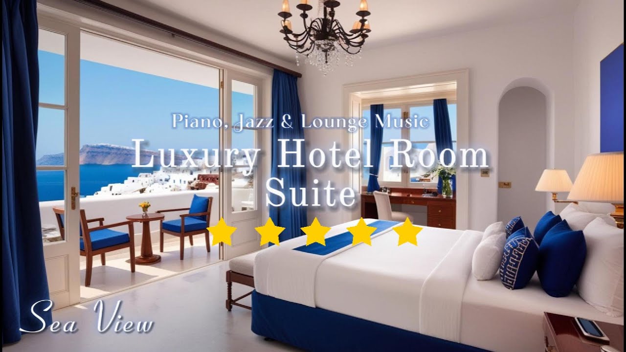 Hotel Suite Room Ambience | Sea View | Elegant Piano & Jazz Music | For Study, Relax, Work