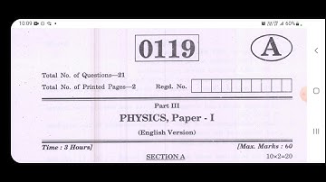 TS inter 1st year Physics EM model question paper 2023 March IPE #TSInter2023 #TSInterPapers