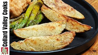 Air Fryer Potato Wedges - Fried Fish - Asparagus - Supper in the South
