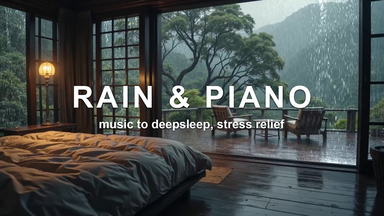 (No Ads)Rain Ambience and Calm Piano Music – Peaceful Sleep Relaxation for Stress and Anxiety Relief