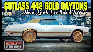 1972 Oldsmobile Cutlass 442 with 24 inch Gold Daytons and Vogue Tires