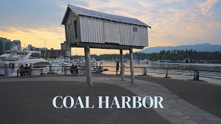 Coal Harbour Seawall & Robson Street Vancouver Walking Tour 4K Hdr Binaural Audio