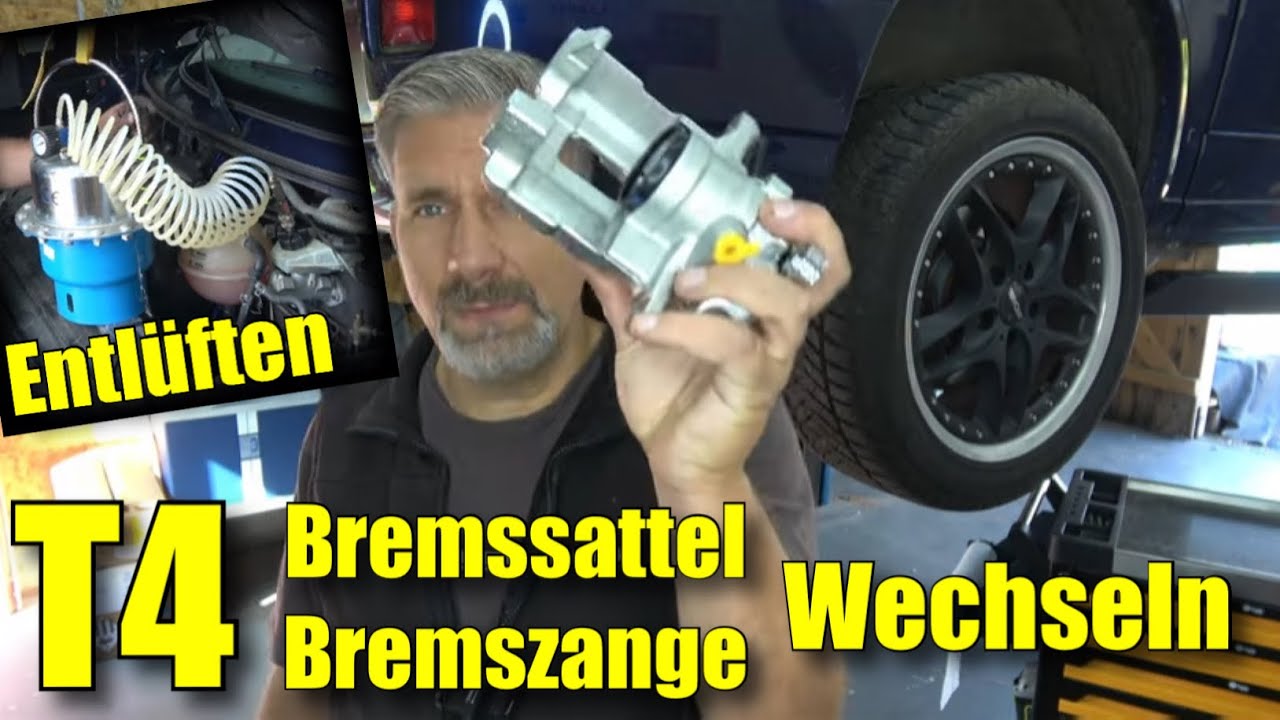 T4 Bremssattel Bremszange wechseln Anlage entlüften - YouTube