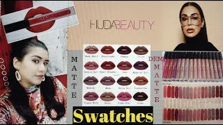Huda Beauty | Liquid Lipstick Swatches | Matte and Demi Matte