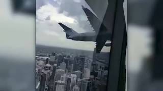 Plane Fly Over City Skyscr In Sydney 11-Oct-2018