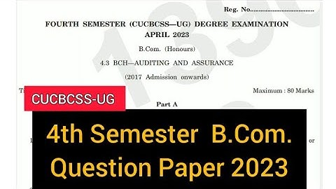 AUDITING AND ASSURANCE          |         4th Sem  B.Com.  Question Paper 2023 #calicut #university