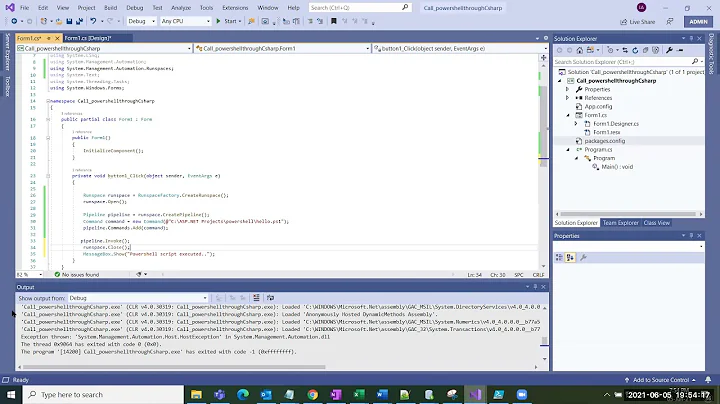 How to run PowerShell script in C#