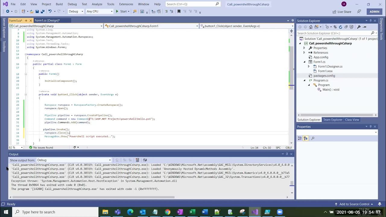 How to run PowerShell script in C# - YouTube