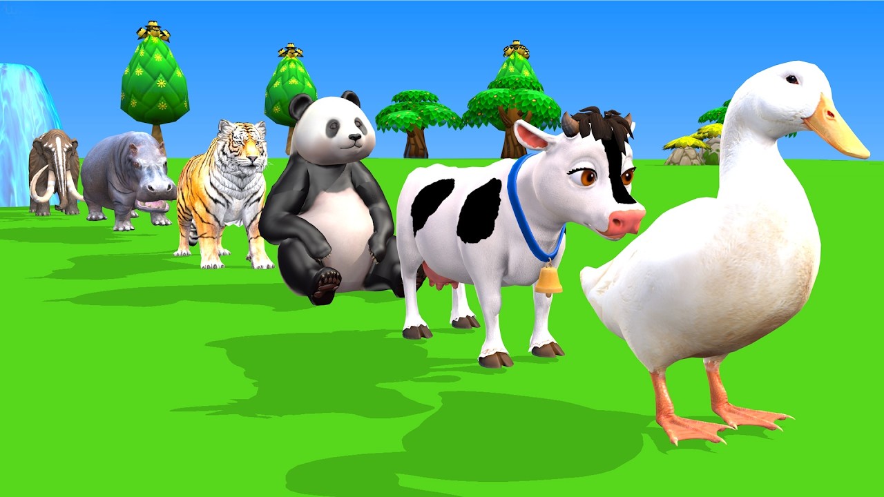 Long Slide Game With Elephant Gorilla Buffalo Hippopotamus Tiger 3d Animal Game Funny 3d Animals