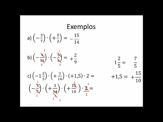 Multiplicação e divisão de números racionais.