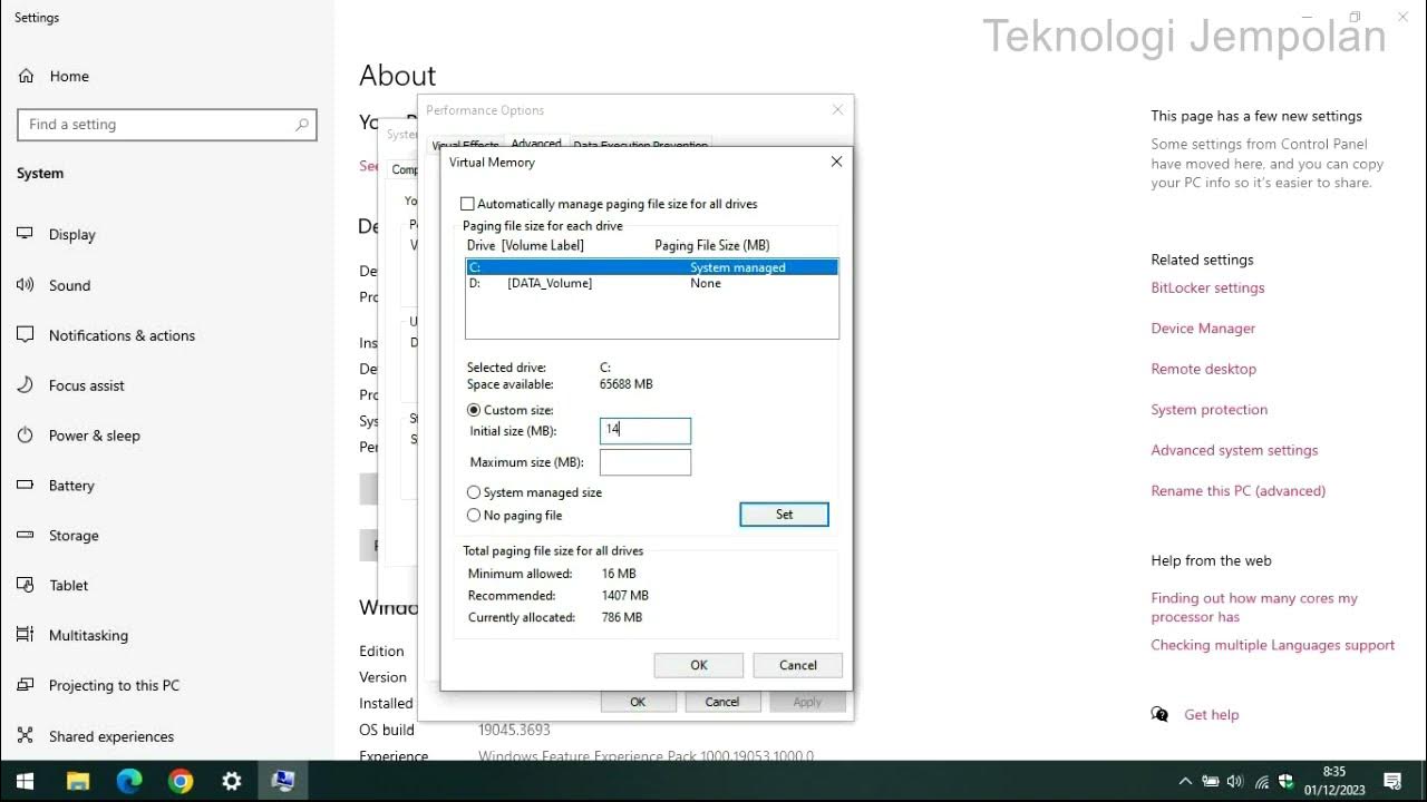 Cara setting virtual memory di windows 10 youtube