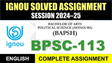BPSC 113 Solved Assignment 2025-26 || bpsc-113 solved assignment in English || Jan 2025 to Dec 2025