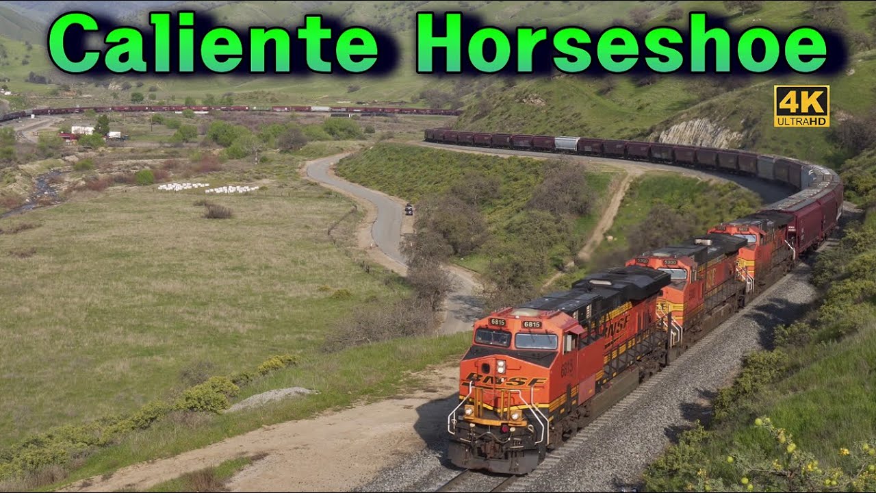 The Famous Caliente Horseshoe of Tehachapi Pass in Spring Green (4K) | March 2025