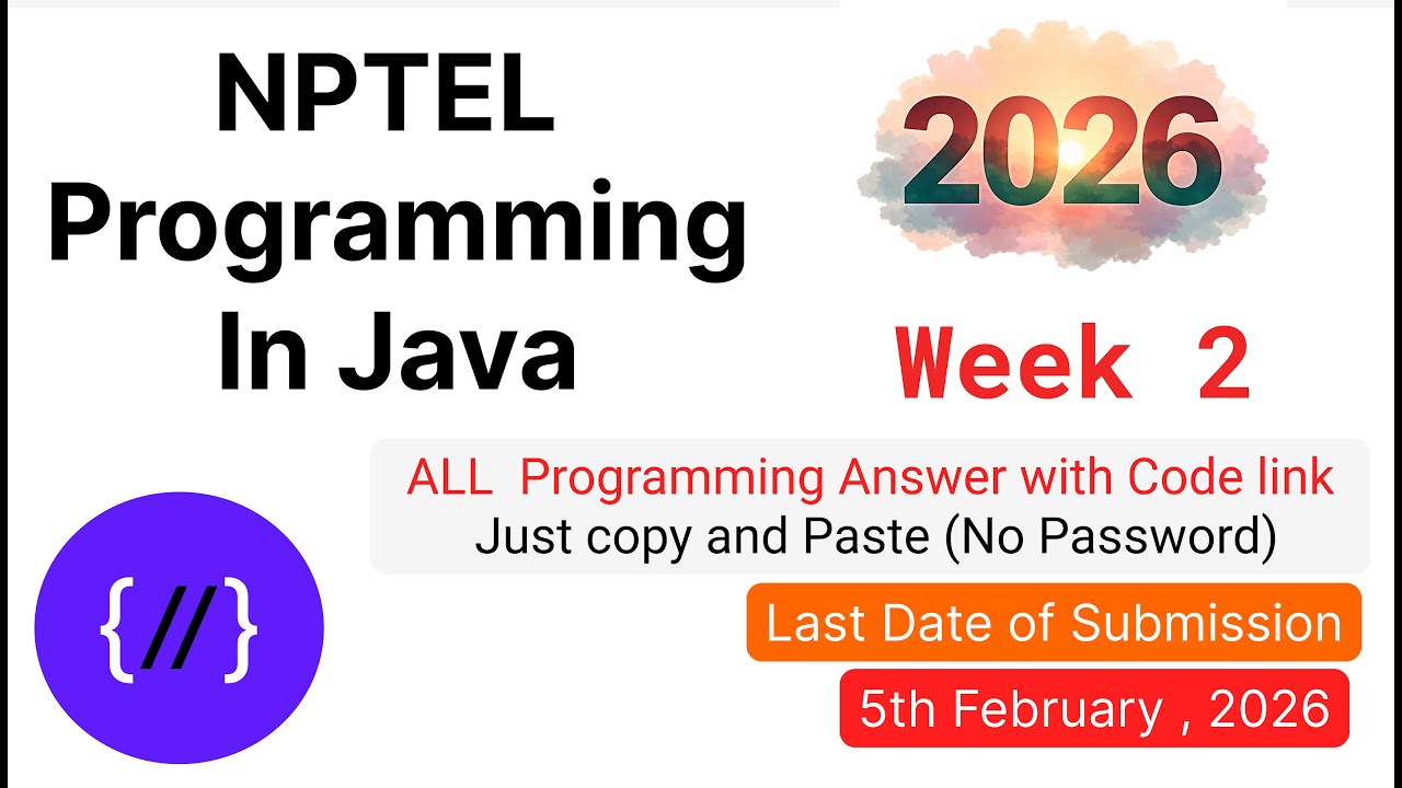NPTEL Programming in Java Week 2 🔥 All Programming Solutions + Code Link (2026)