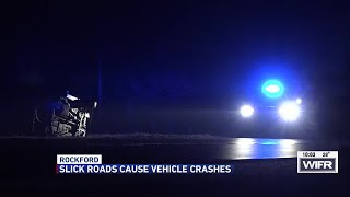 Slick roads sweep the stateline. Several crashes reported