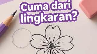 Cara menggambar bunga sakura dari lingkaran _ Mudah untuk pemula!!