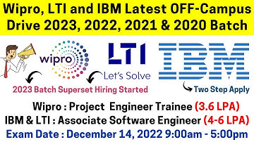 Wipro, LTI & IBM OFF-Campus Superset Mass Hiring 2023, 2022, 2021 Batch Any Graduate, Degree, Branch
