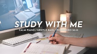 3HOUR STUDY WITH ME |  Calm Piano, Gentle Rain | Pomodoro 50/10 | Late Night Japanese Study