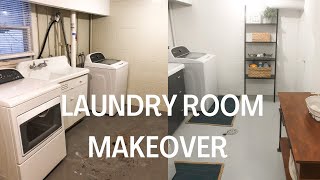 LAUNDRY ROOM MAKEOVER, BASEMENT LAUNDRY ROOM TRANSFORMATION FOR $300 + COLLAB WITH BREANNA MILLER