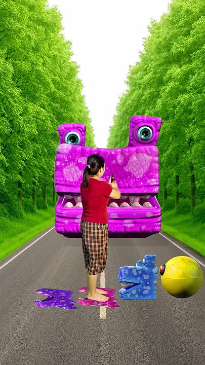 new wait she jump on colour monster Pac-Man vs Big monster Pac-Man #shorts #youtubeshorts